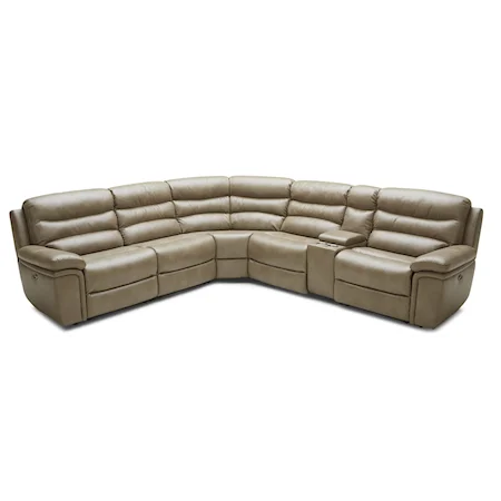 Casual Six Piece Reclining Sectional Sofa with Cupholder Storage Console